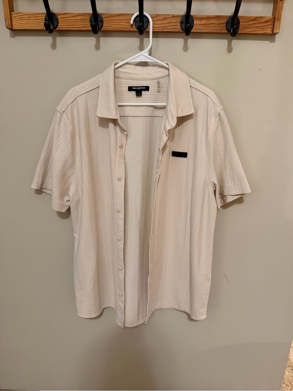 🤍 Karl Lagerfeld Men’s Cream Button-Down Shirt | XL